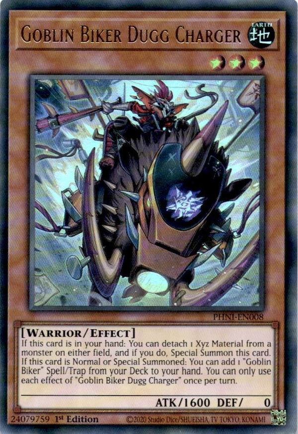 Yugioh Goblin Biker Dugg Charger PHNI-EN008 Ultra Rare 1st Edition NM