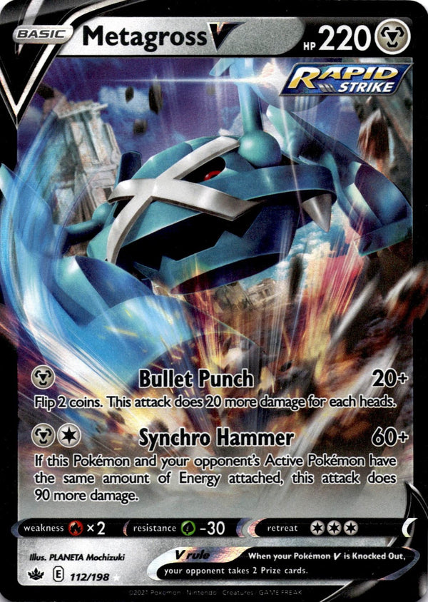 Pokemon Metagross V 112/198 Chilling Reign Full Art Holo NM