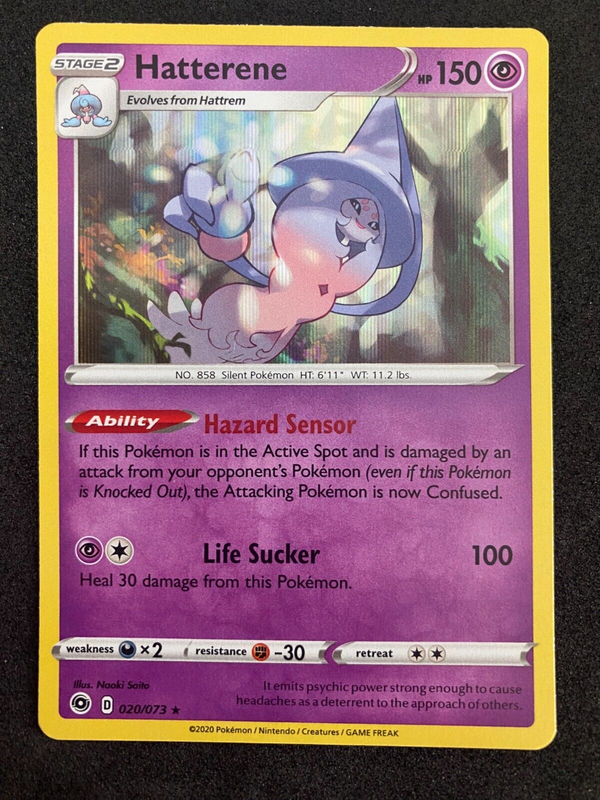 Pokemon Hatterene 020/073 Champion's Path Holo NM-MINT