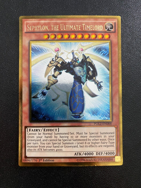 Yugioh Sephylon, the Ultimate Timelord PGL2-EN084 Gold Rare 1st Edition LP/VLP