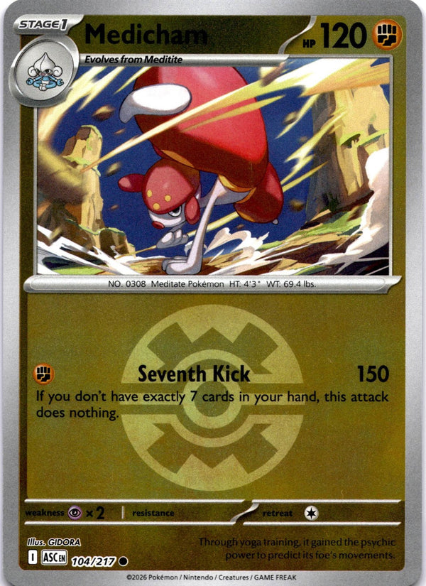 Pokemon Medicham 104/217 Ascended Heroes Quick Ball Reverse Holo NM