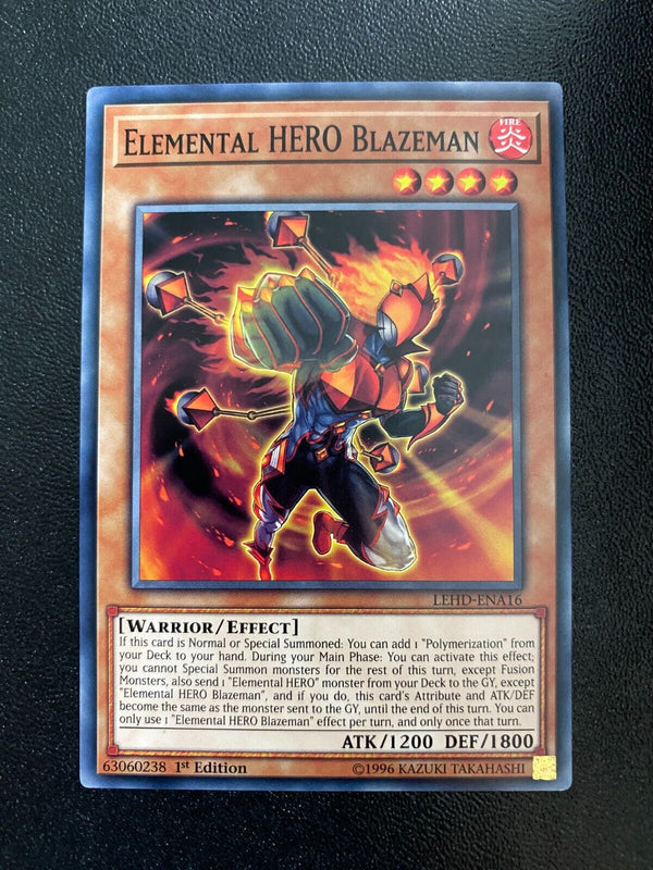 Yugioh Elemental HERO Blazeman LEHD-ENA16 Common 1st Edition LP