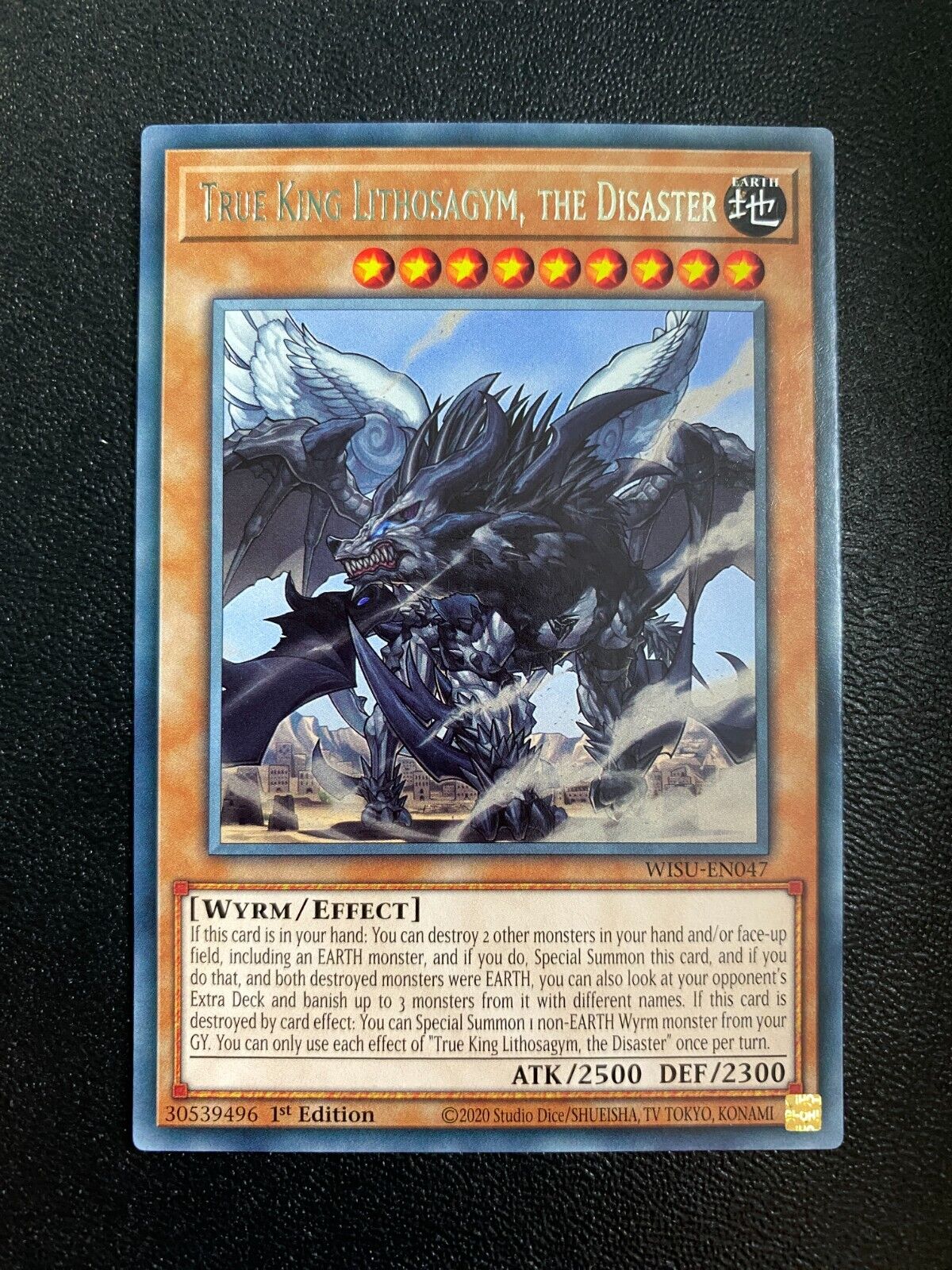 Yugioh True King Lithosagym, the Disaster WISU-EN047 Rare 1st Edition NM