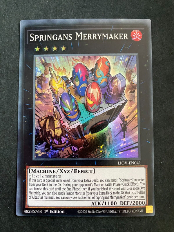 Yugioh Springans Merrymaker LIOV-EN041 Super Rare 1st VLP/NM (MISPRINT/MISCUT)
