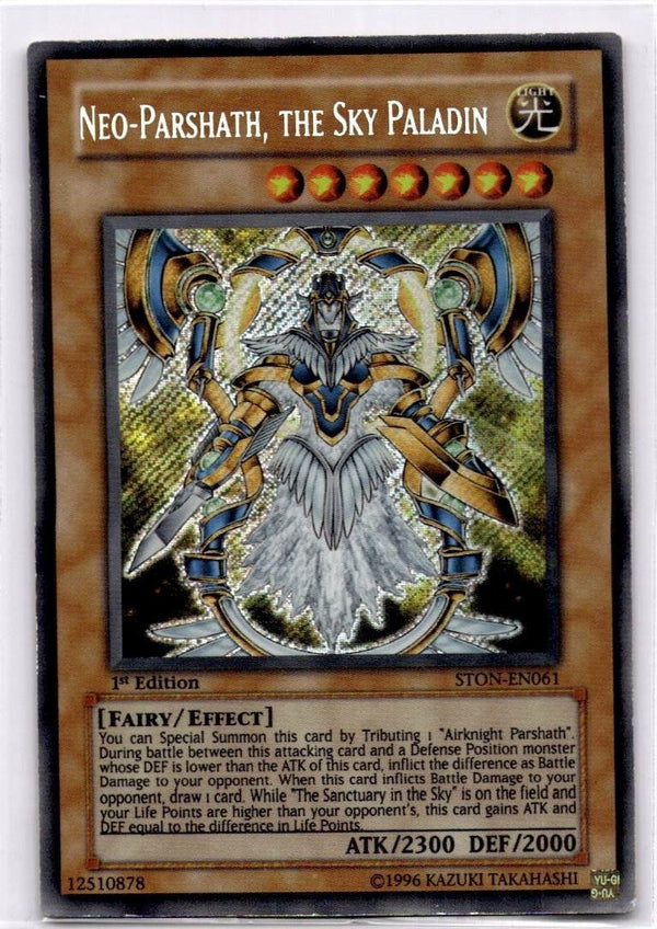 Yugioh Neo-Parshath, the Sky Paladin STON-EN061 Secret Rare 1st Edition MP