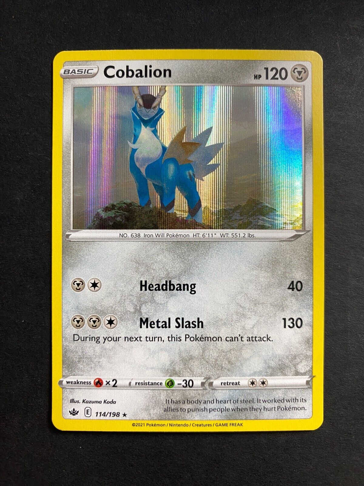 Pokemon Cobalion 114/198 Chilling Reign Holo NM