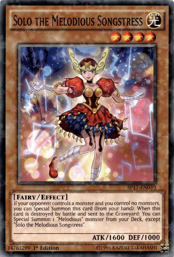 Yugioh Solo the Melodious Songstress SP17-EN030 Starfoil Rare 1st Edition VLP/NM