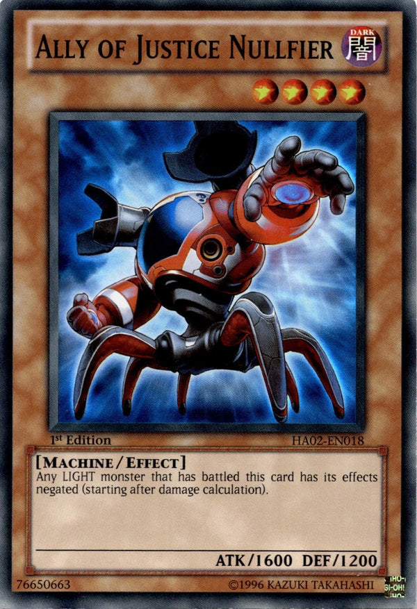 Yugioh Ally of Justice Nullfier HA02-EN018 Super Rare 1st Edition MP/LP