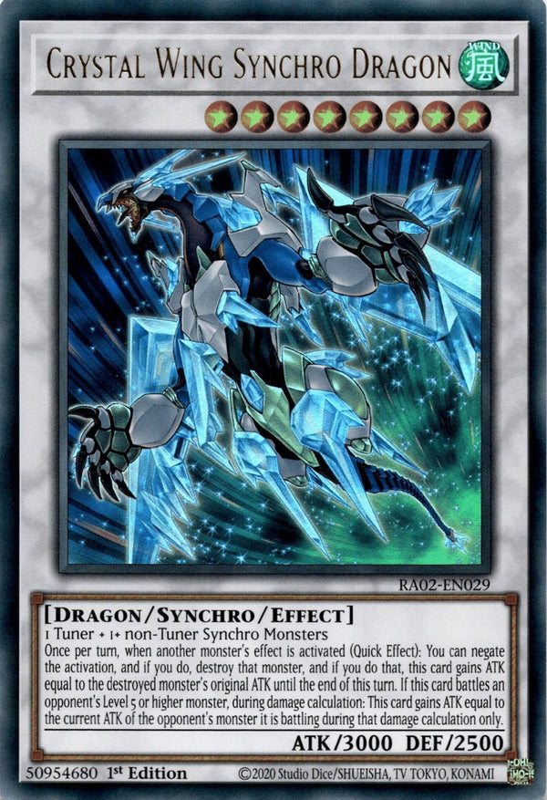 Yugioh Crystal Wing Synchro Dragon RA02-EN029 Ultra Rare 1st Edition NM