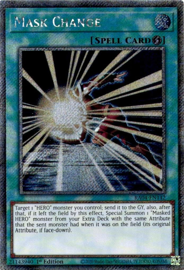 Yugioh Mask Change RA04-EN142 Platinum Secret Rare 1st Edition NM