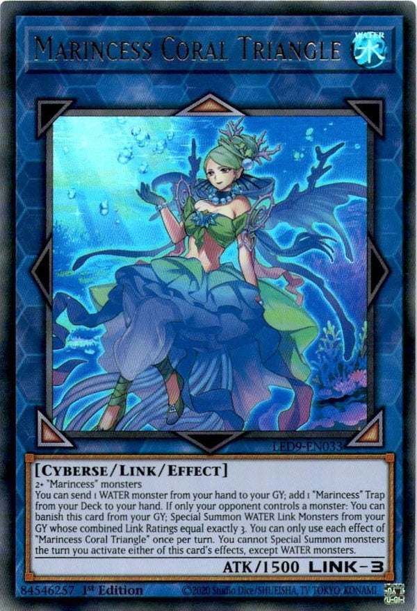 Yugioh Marincess Coral Triangle LED9-EN033 Ultra Rare 1st Edition LP