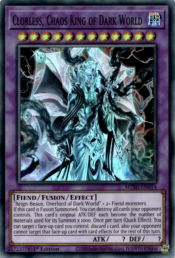 Yugioh Clorless, Chaos King of Dark World MZMI-EN014 Super Rare 1st Edition NM