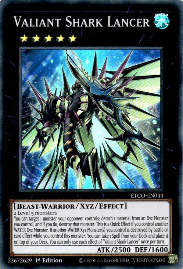 Yugioh Valiant Shark Lancer ETCO-EN044 Super Rare 1st Edition NM