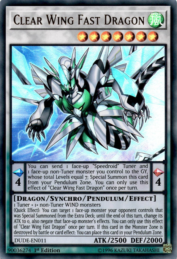 Yugioh Clear Wing Fast Dragon DUDE-EN011 Ultra Rare 1st Edition VLP/NM