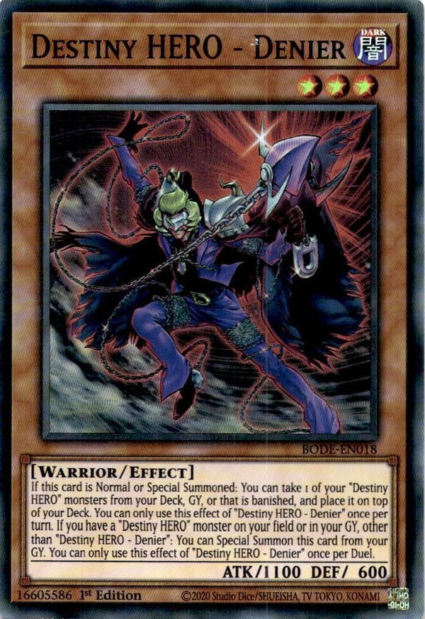 Yugioh Destiny HERO - Denier BODE-EN018 Super Rare 1st Edition LP