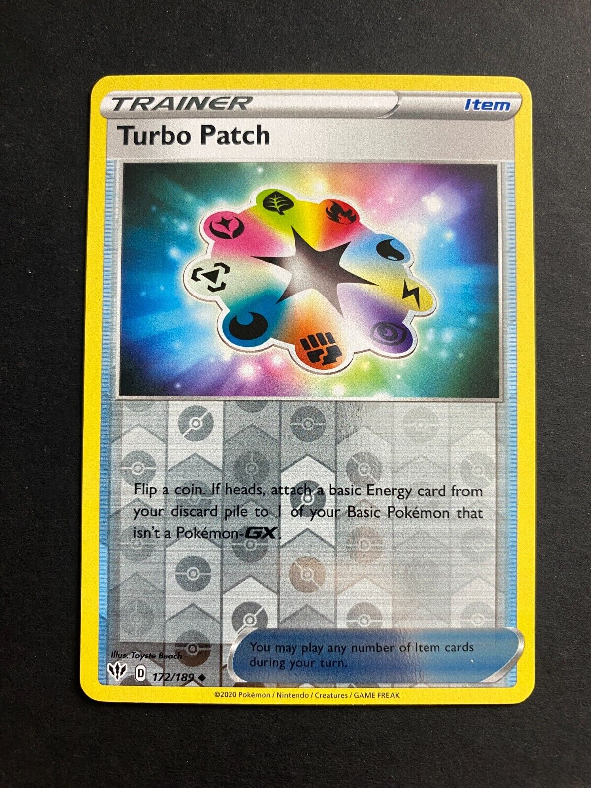 Pokemon Turbo Patch 172/189 Darkness Ablaze Reverse Holo NM