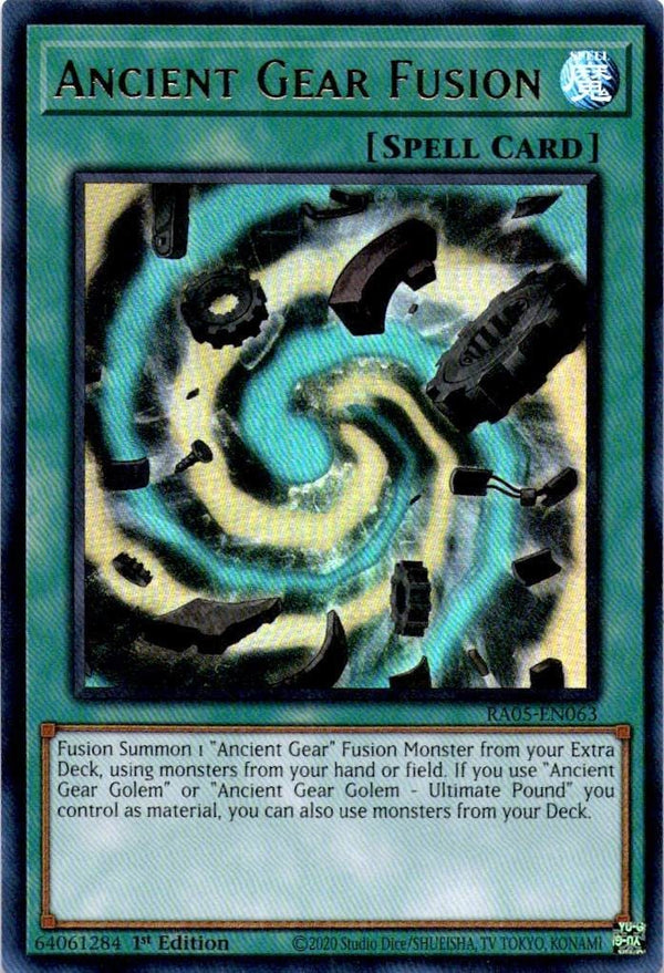 Yugioh Ancient Gear Fusion RA05-EN063 NA Print Ultra Rare 1st Edition NM