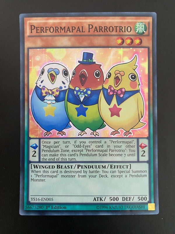 Yugioh Performapal Parrotrio YS16-EN005 Super Rare 1st Edition VLP/NM
