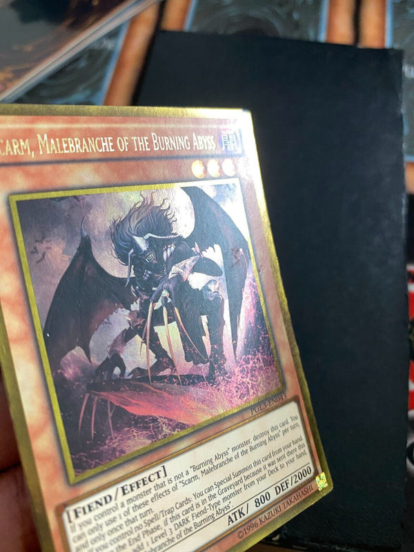 Yugioh Scarm, Malebranche of the Burning Abyss PGL3-EN043 Gold Rare 1st Ed HP