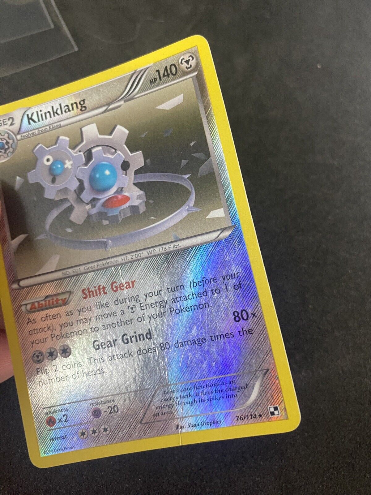 Pokemon Klinklang 76/114 Reverse Holo Rare Black & White Base HP-MP