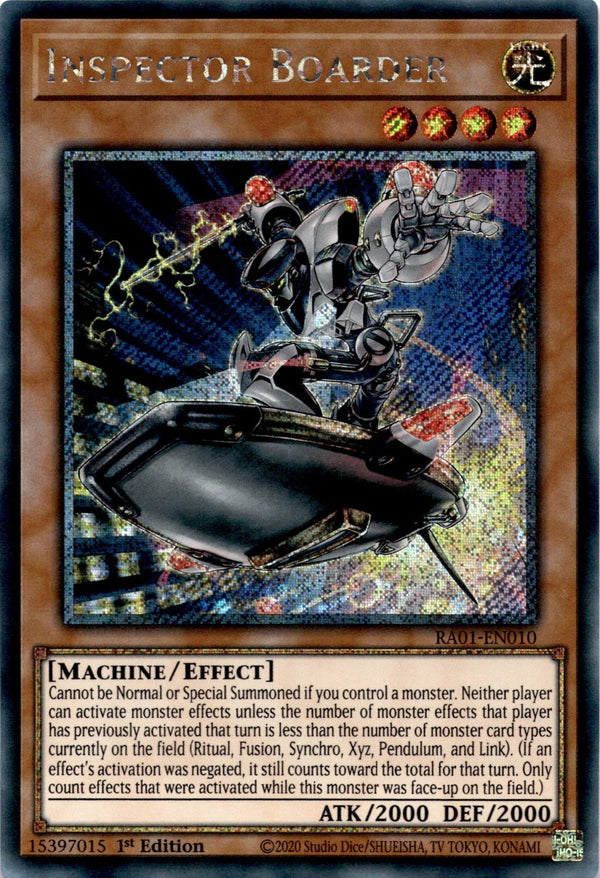 Yugioh Inspector Boarder RA01-EN010 Platinum Secret Rare 1st Edition NM