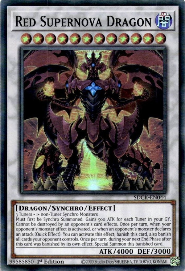 Yugioh Red Supernova Dragon SDCK-EN044 Super Rare 1st Edition VLP/NM