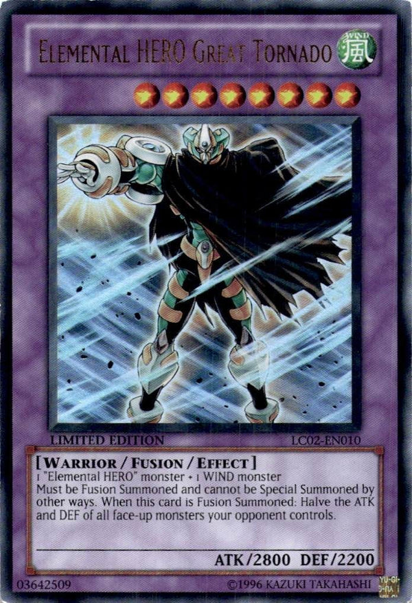 Yugioh Elemental HERO Great Tornado LC02-EN010 Ultra Rare Limited Edition MP/LP