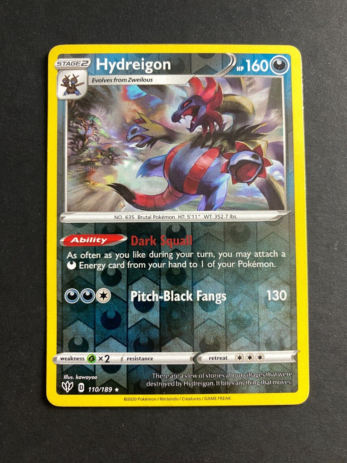 Pokemon Hydreigon 110/189 Darkness Ablaze Reverse Holo VLP