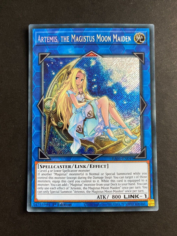 Yugioh Artemis, the Magistus Moon Maiden RA01-EN049 Secret Rare 1st Ed VLP/NM