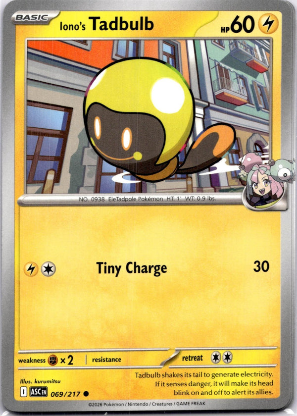 Pokemon Iono's Tadbulb 069/217 Ascended Heroes Non Holo NM