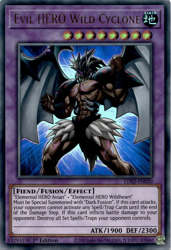 Yugioh Evil HERO Wild Cyclone LDS3-EN030 Ultra Rare 1st Edition NM