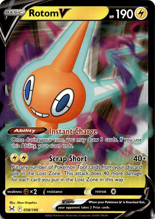 Pokemon Rotom V 058/196 Lost Origin Full Art Holo NM
