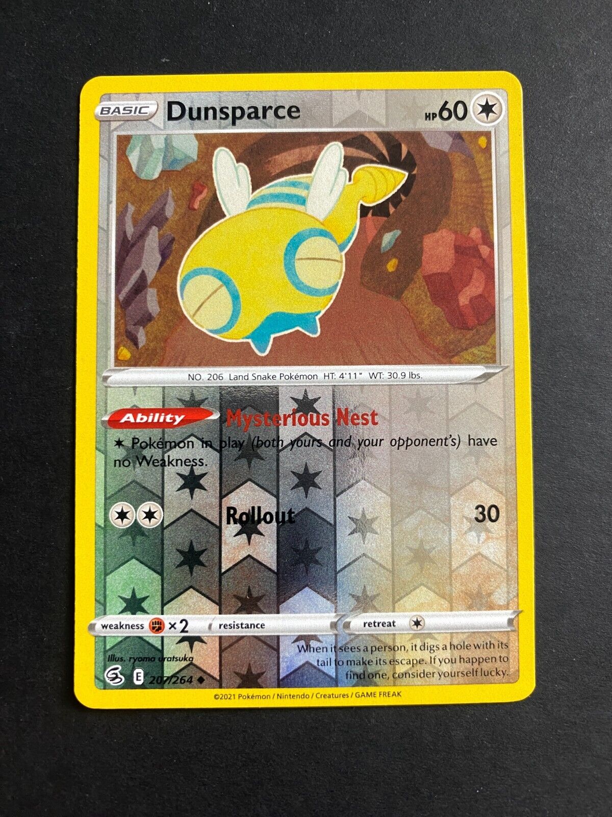 Pokemon Dunsparce 207/264 Fusion Strike Reverse Holo VLP/NM