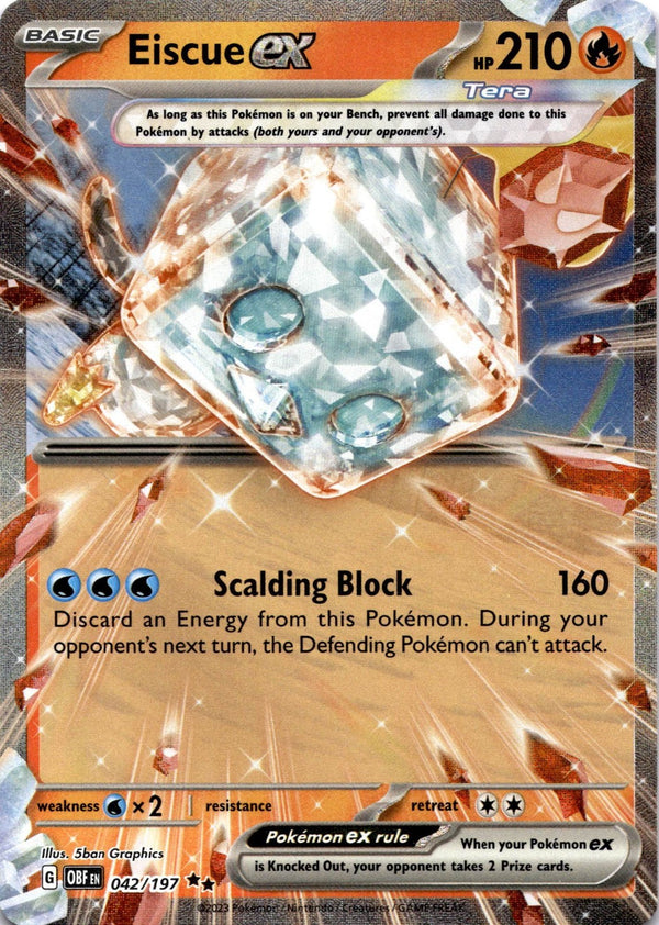 Pokemon Eiscue ex 042/197 Obsidian Flames Full Art Holo NM