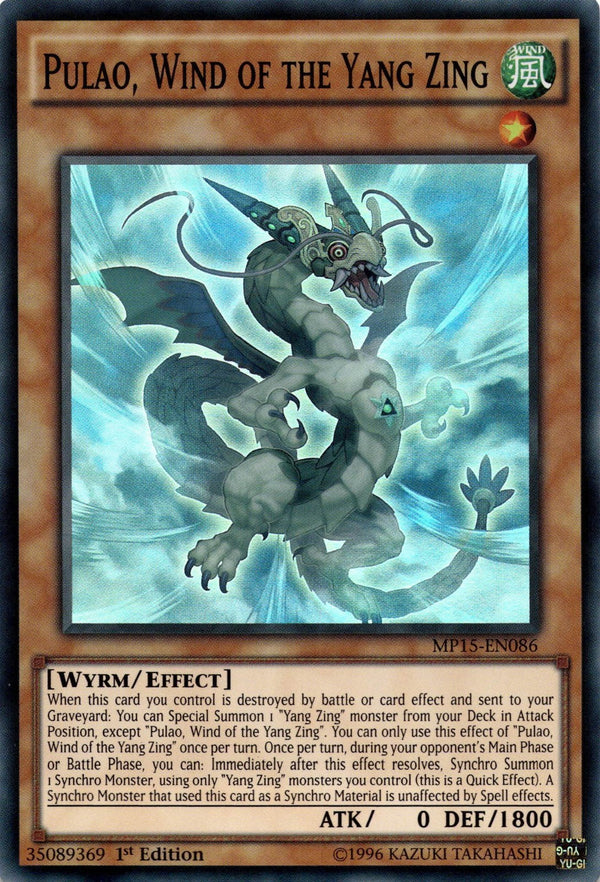 Yugioh Pulao, Wind of the Yang Zing MP15-EN086 Super Rare 1st Edition NM
