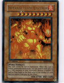 Yugioh Infernal Flame Emperor SD3-EN001 Ultra Rare 1st Edition DAMAGED (CREASES)