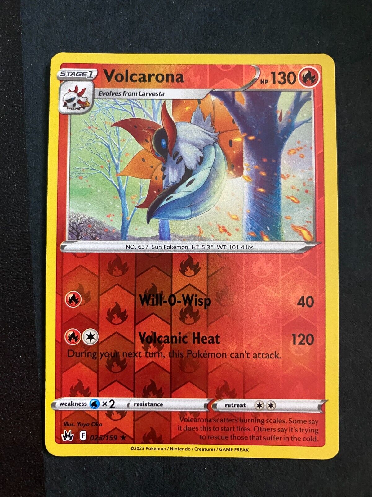 Pokemon Volcarona 025/159 Crown Zenith Reverse Holo VLP/NM