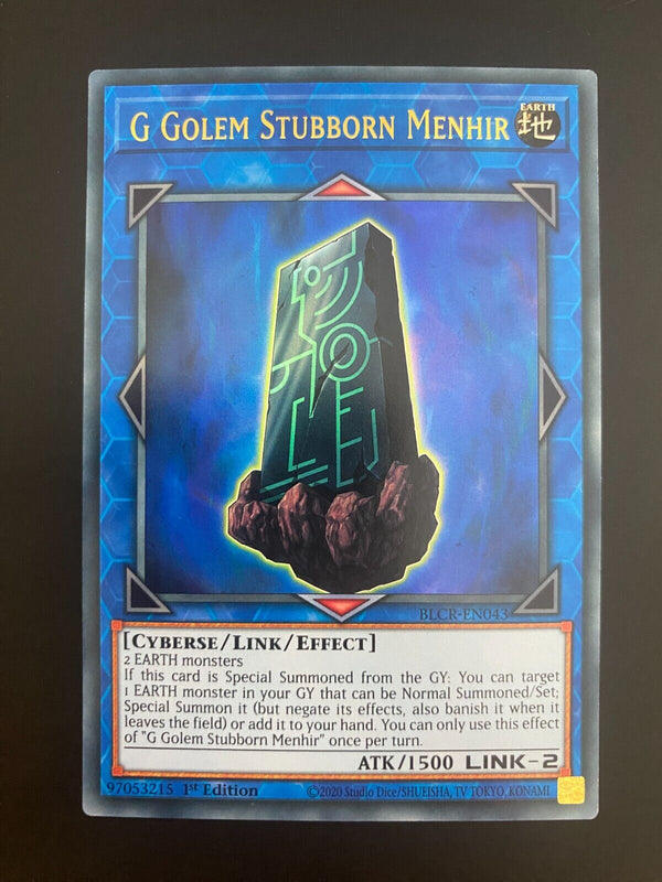 Yugioh G Golem Stubborn Menhir BLCR-EN043 1st Edition Ultra Rare NM/MINT