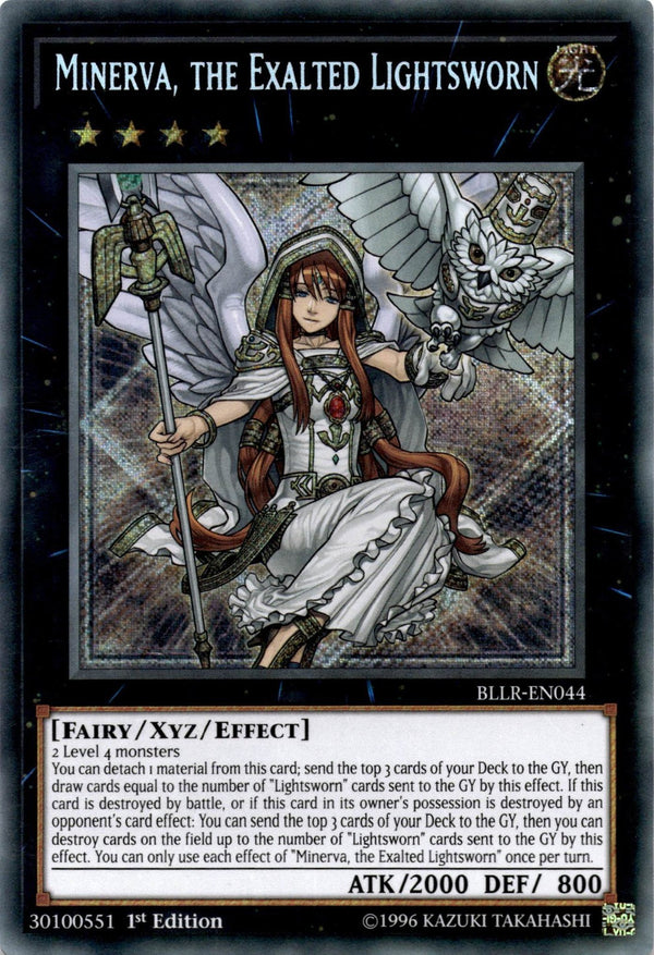 Yugioh Minerva, the Exalted Lightsworn BLLR-EN044 Secret Rare 1st Edition LP