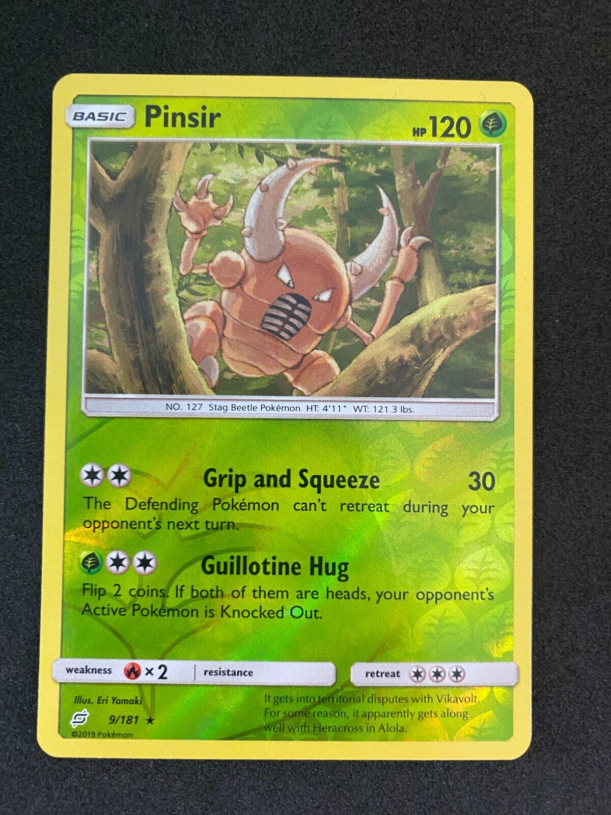 Pokemon Pinsir 9/181 Team Up Reverse Holo NM