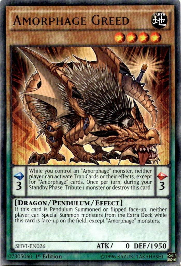 Yugioh Amorphage Greed SHVI-EN026 Rare 1st Edition LP
