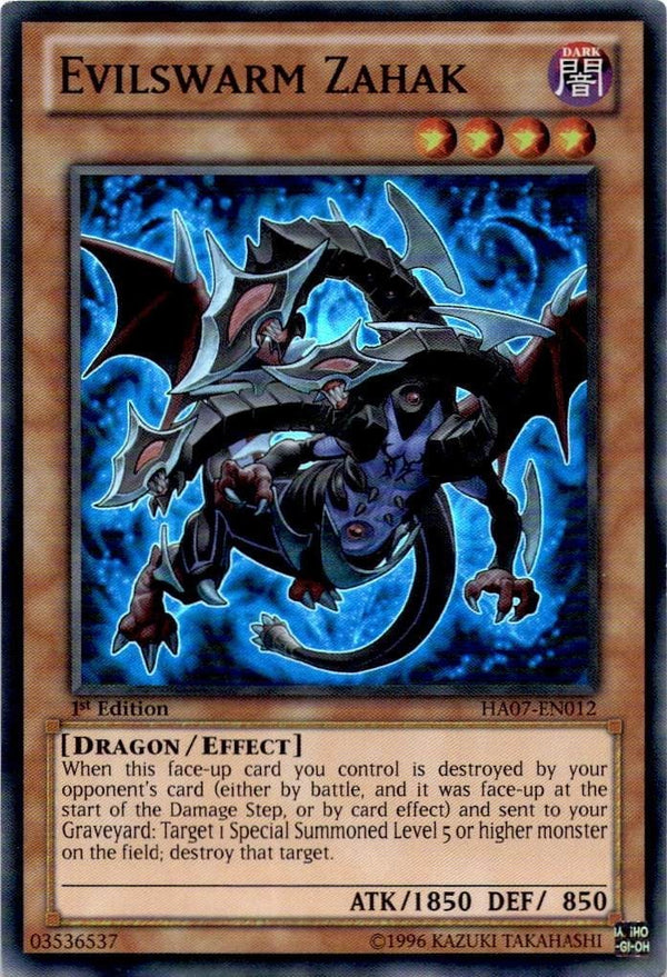Yugioh Evilswarm Zahak HA07-EN012 Super Rare 1st Edition VLP/NM