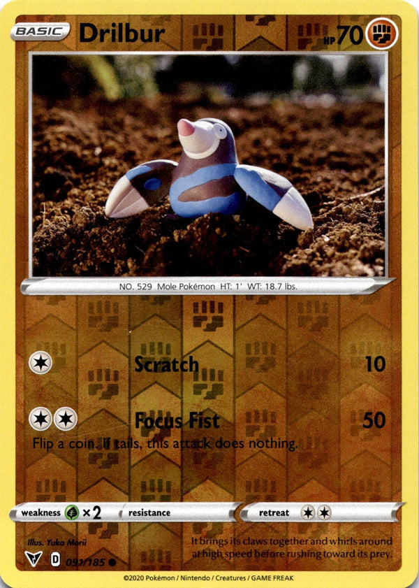 Pokemon Drilbur 091/185 Vivid Voltage Reverse Holo VLP/NM