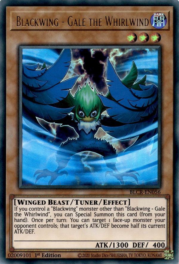 Yugioh Blackwing - Gale the Whirlwind BLCR-EN056 Ultra Rare 1st Edition NM