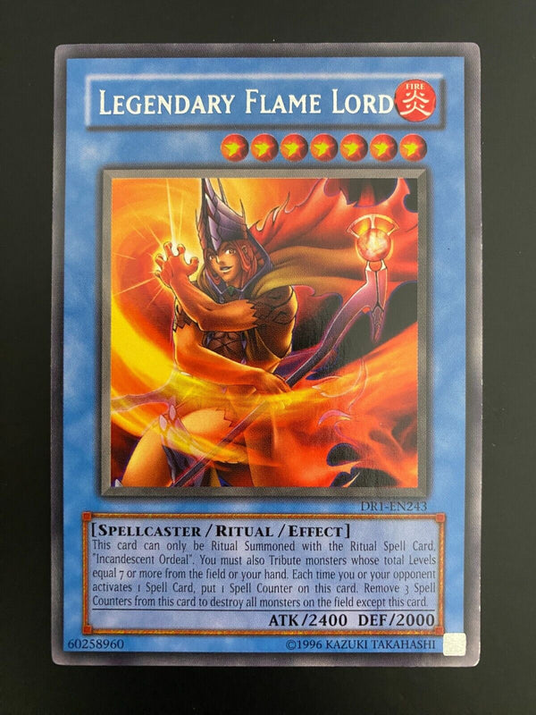 Yugioh Legendary Flame Lord DR1-EN243 Unlimited Edition Rare NM (Back Scuffing)