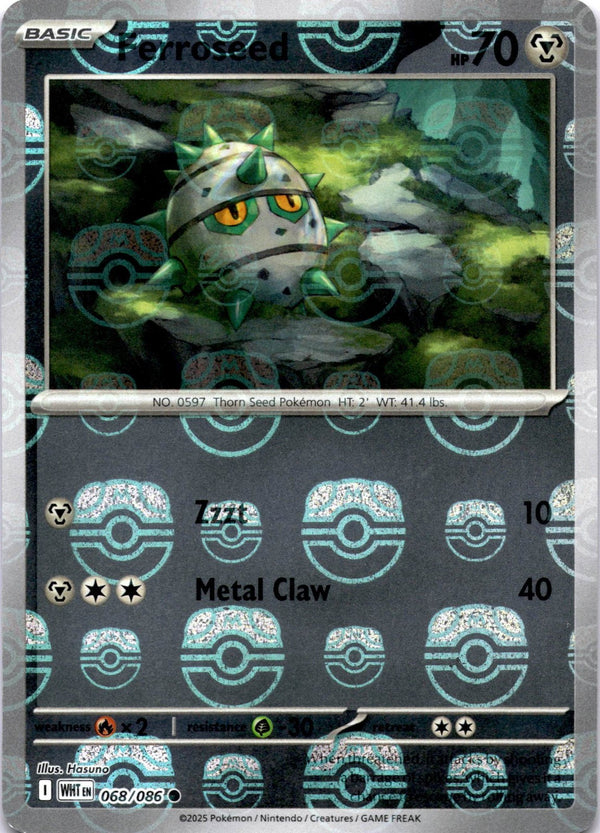 Pokemon Ferroseed 068/086 White Flare Master Ball Reverse Holo NM