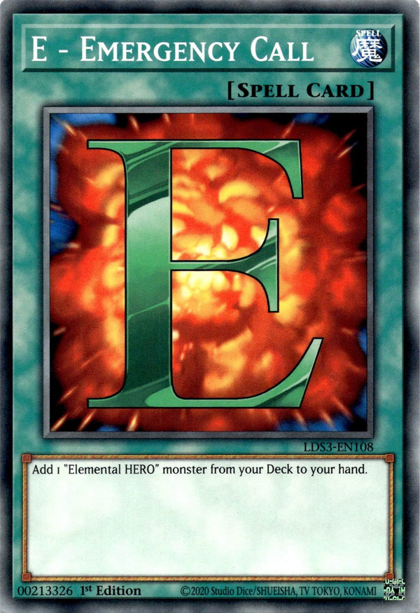 Yugioh E - Emergency Call LDS3-EN108 Common 1st Edition NM