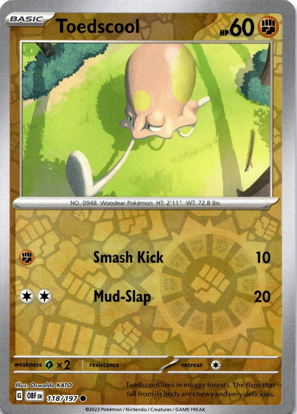 Pokemon Toedscool 118/197 Obsidian Flames Reverse Holo NM