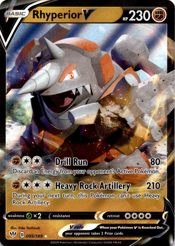 Pokemon Rhyperior V 095/189 Darkness Ablaze Full Art Holo NM