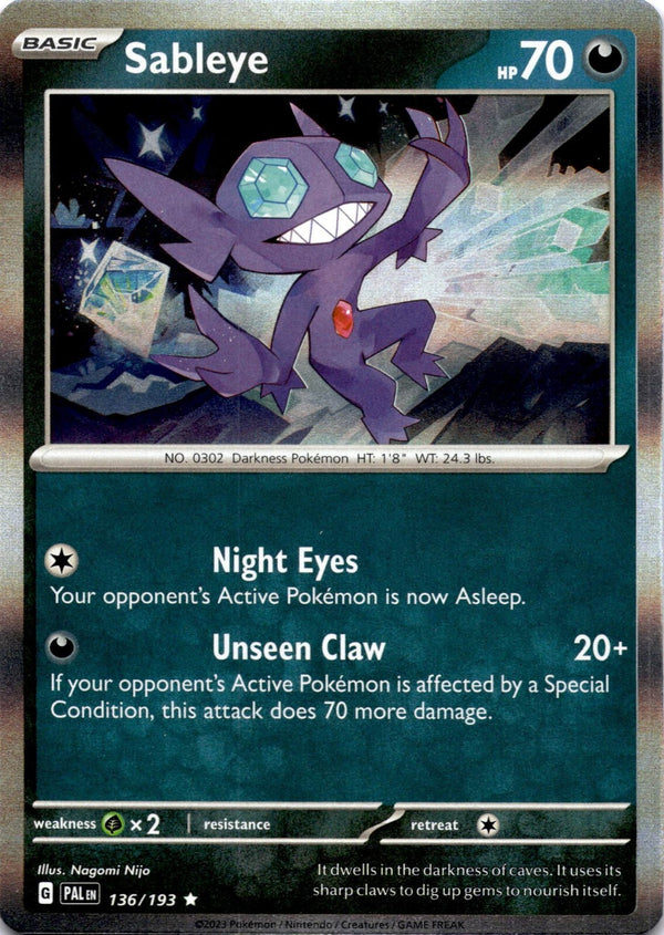 Pokemon Sableye 136/193 Paldea Evolved Holo LP/NM
